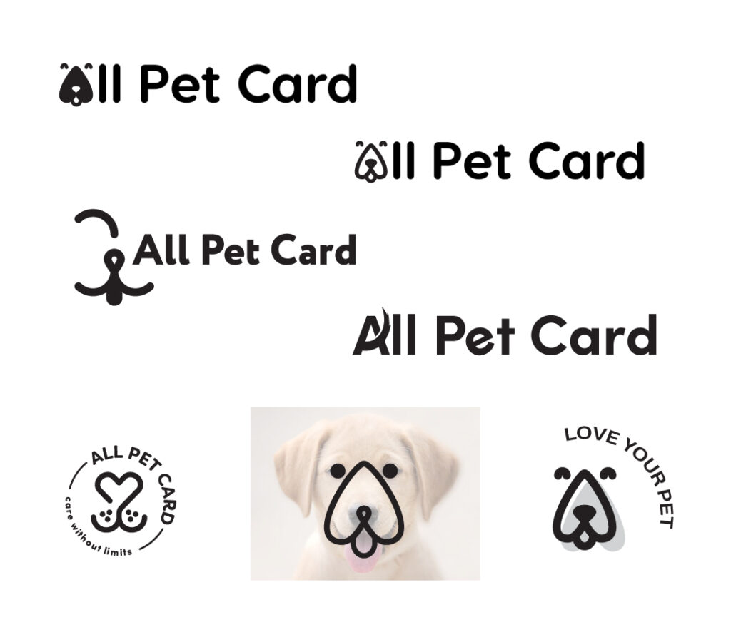 Early explorations for the All Pet Card logo